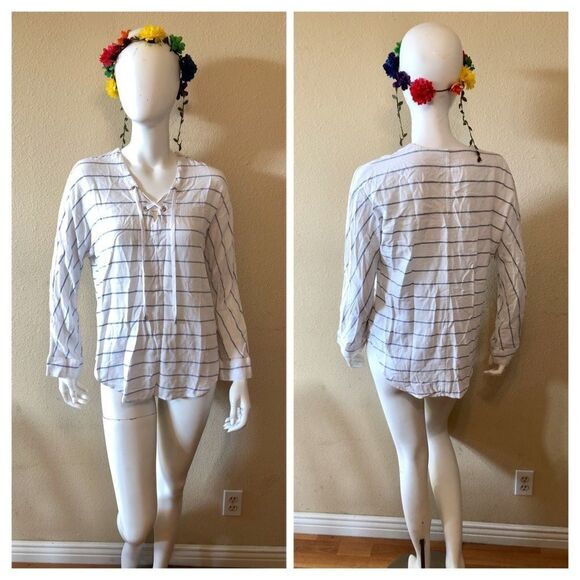 Rails Lily Lace-Up Blouse Size Small - Picture 2 of 8